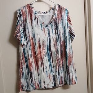 Abstract Striped V-Neck Women's Top